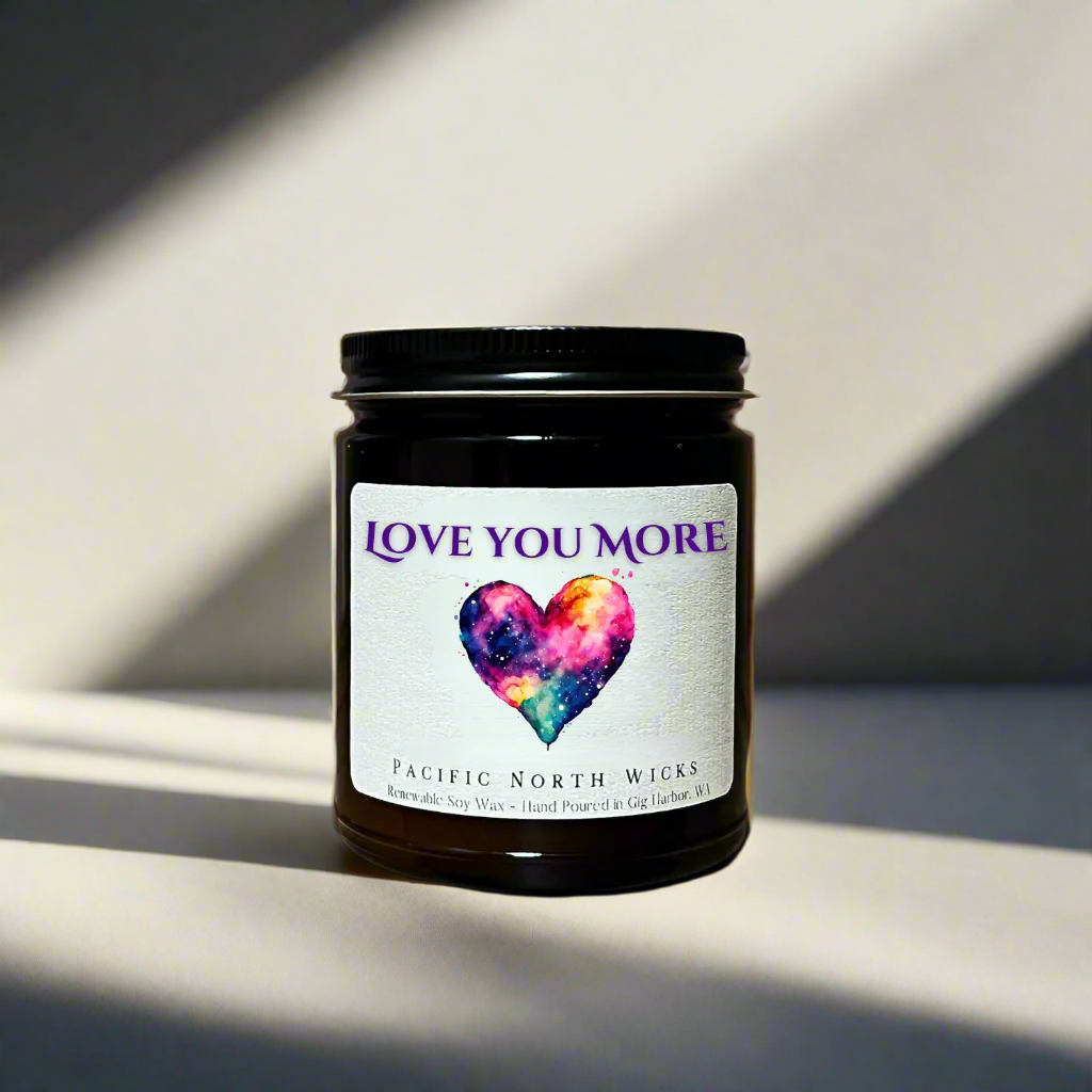 Soy wax candle with label by Pacific North Wicks