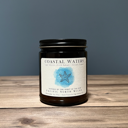 Coastal Waters Candle - Amber Jar with Black Lid