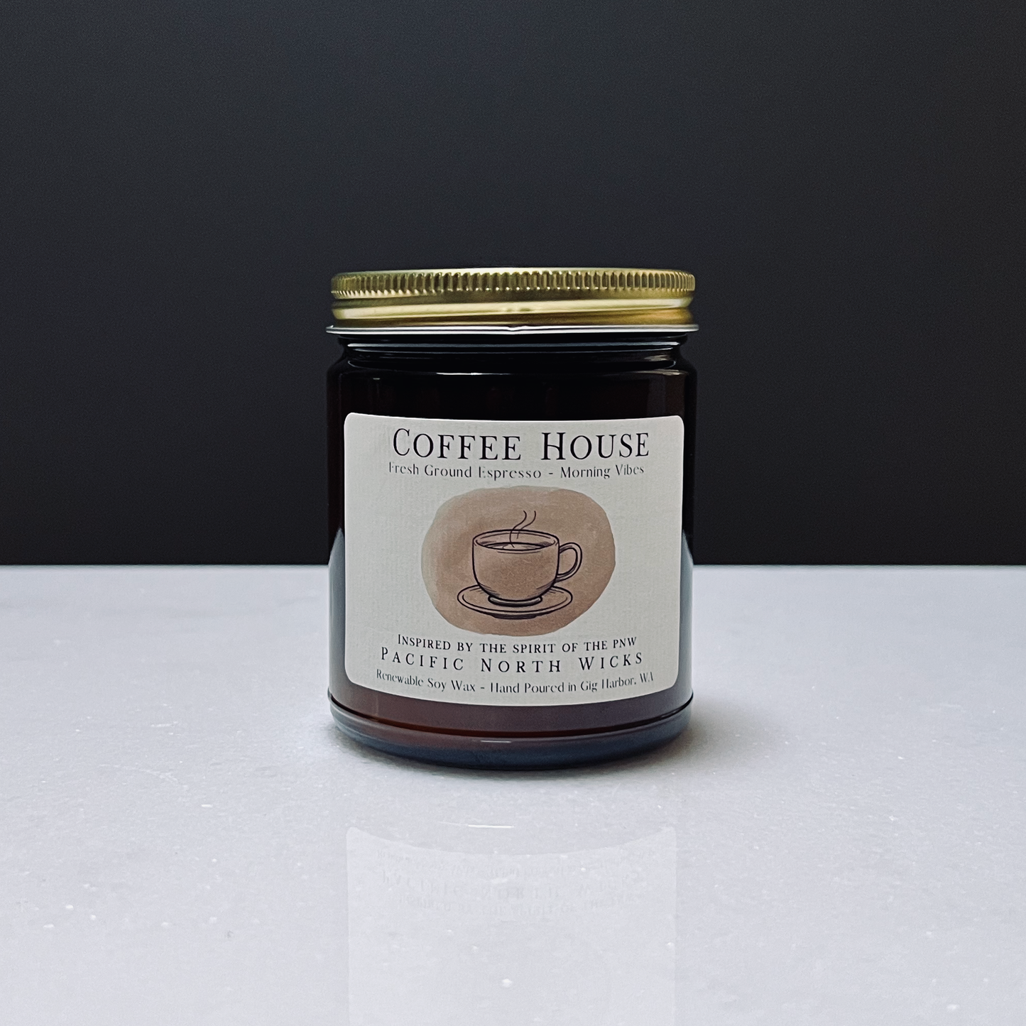 Coffee Candle - Amber Jar with Gold Lid