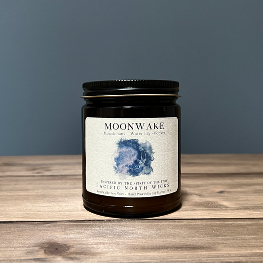 Moonwake Candle Amber Jar with Black lid