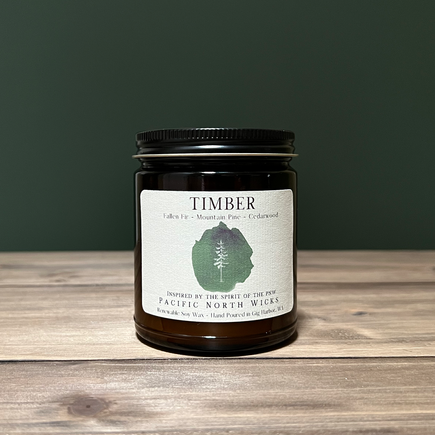 Timber Candle - Pine Scented Candle in Amber Jar