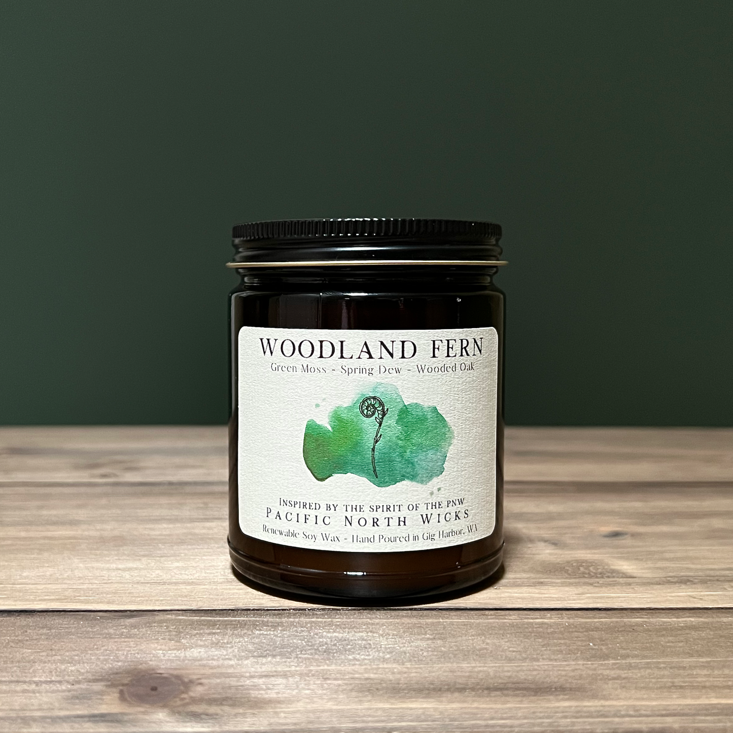 Woodland Fern Candle - Fiddlehead Fern Design